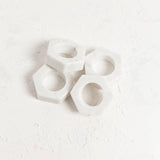 White Marble Hexa Napkin Ring (Set of 4)