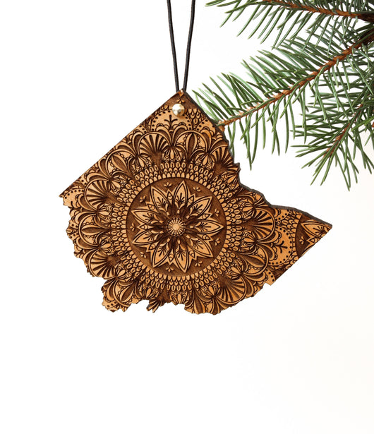 Lucca - Ohio Mandala Wood Ornament (Made in Cincinnati)