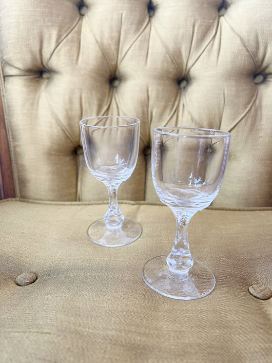 4 Vintage Etched Crystal Wine Glasses ~ Port Wine Glasses, Set of