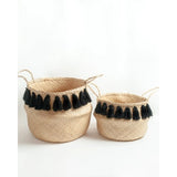 Fair Trade Hand-woven Black Tasseled Storage Baskets (Multiple Sizes)