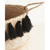 Fair Trade Hand-woven Black Tasseled Storage Baskets (Multiple Sizes)