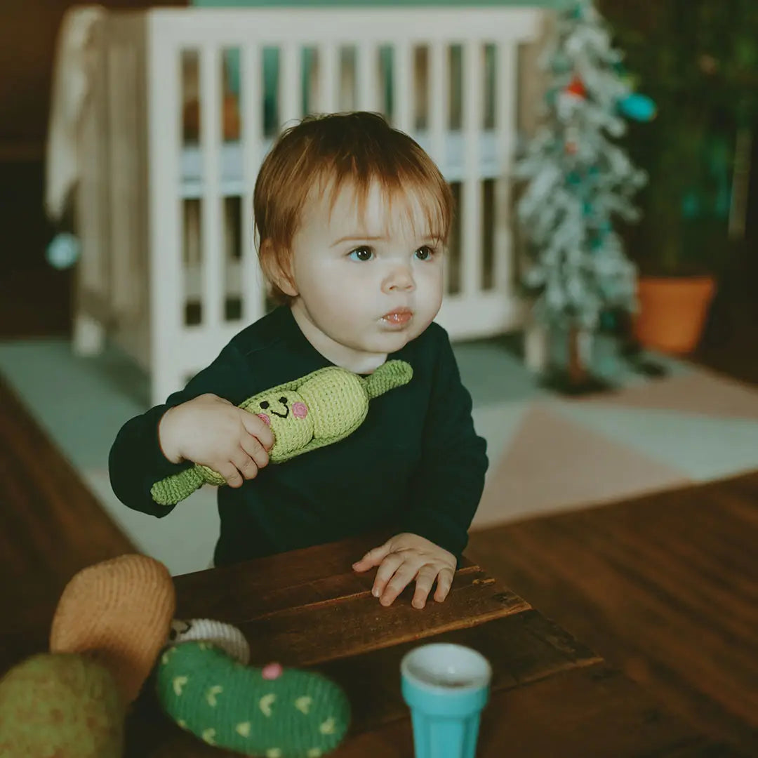 Hand-stitched Peapod Rattle