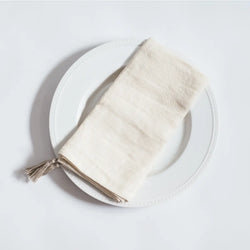 Linen Tasseled Dinner Napkin - Set of 4 (Sandstone)