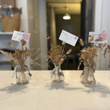 Dried Floral Bouquets in Glass Bud Vases by Eve Floral Co.