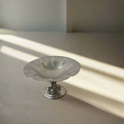 Vintage Pewter Petal Pedestal Bowl