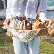 Fair Trade Savar Bread Basket with White Handle (variety of sizes)