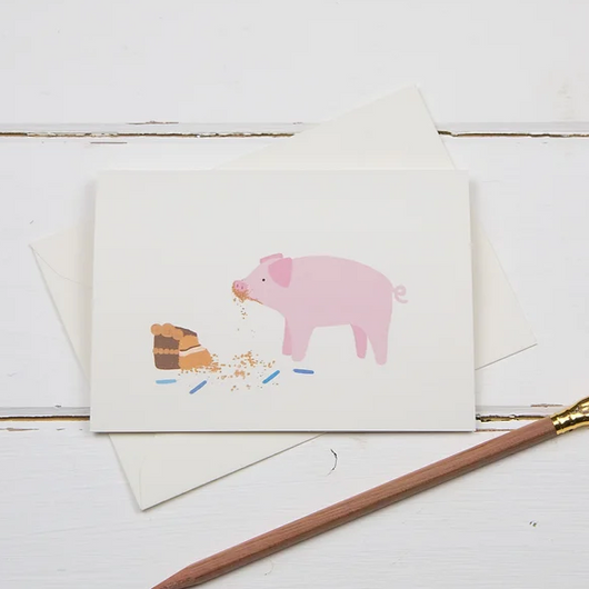 Pig Birthday Cake Card