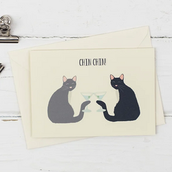 'Chin Chin!' Cats with Gin Martini Card