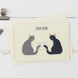 'Chin Chin!' Cats with Gin Martini Card