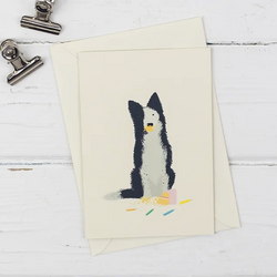 Dog Birthday Cake Card (Black & White Collie)