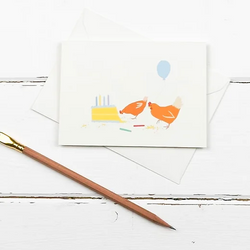 Birthday Cake Chickens + Balloon Card