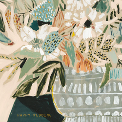 'Happy Wedding' Soft Pink Florals Card
