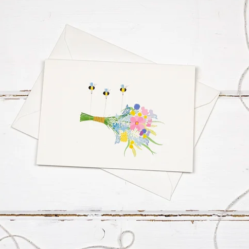 Bees with Wildflowers Card