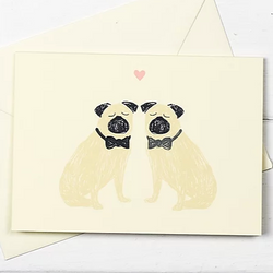 Pug Love (Male Couple) Wedding Card