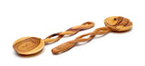 Hand-carved Spiral Olive Wood Salad Servers