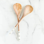 Striped Olive Wood Salad Servers