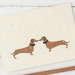 Dachshund Bow Tie Kisses (Two Men) Wedding Card