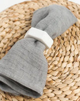 White Marble Hexa Napkin Ring (Set of 4)