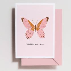 'Welcome Baby Girl' Butterfly Card