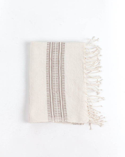 Aden Cotton Hand Towel (in Natural with Stone) | Handwoven in Ethiopia