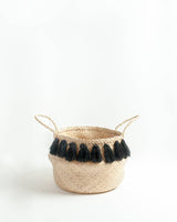 Fair Trade Hand-woven Black Tasseled Storage Baskets (Multiple Sizes)