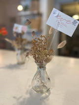 Dried Floral Bouquets in Glass Bud Vases by Eve Floral Co.